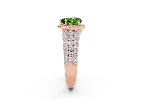Rose gold Heart Cut Halo Pavé Diamond Engagement Ring with Split Shank and Four-Prong Setting_2