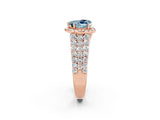 Rose gold Heart Cut Halo Pavé Diamond Engagement Ring with Split Shank and Four-Prong Setting_2