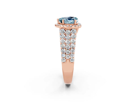 Rose gold Heart Cut Halo Pavé Diamond Engagement Ring with Split Shank and Four-Prong Setting_2