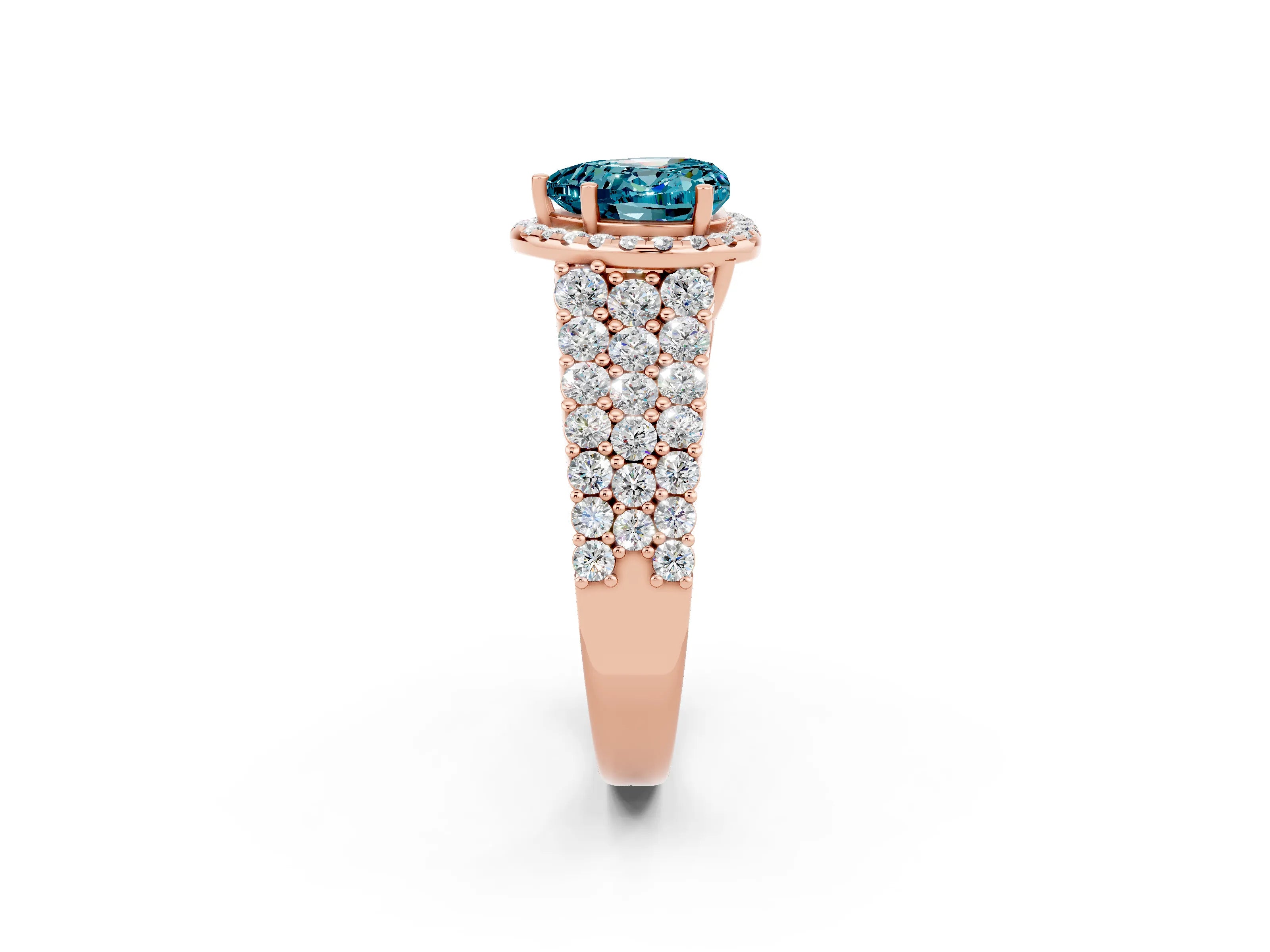 Rose gold Heart Cut Halo Pavé Diamond Engagement Ring with Split Shank and Four-Prong Setting_2