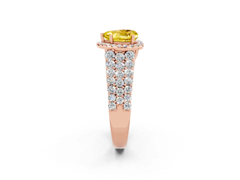 Rose gold Heart Cut Halo Pavé Diamond Engagement Ring with Split Shank and Four-Prong Setting_2