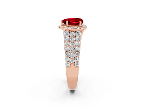 Rose gold Heart Cut Halo Pavé Diamond Engagement Ring with Split Shank and Four-Prong Setting_2