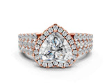Rose gold Heart Cut Halo Pavé Diamond Engagement Ring with Split Shank and Four-Prong Setting_3