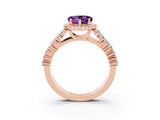 Rose gold Heart Cut Halo Pavé Diamond Engagement Ring with Split Shank and Four-Prong Setting_3
