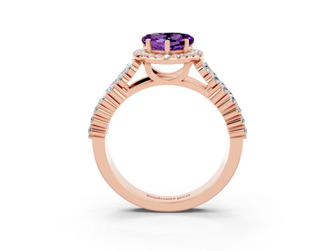 Rose gold Heart Cut Halo Pavé Diamond Engagement Ring with Split Shank and Four-Prong Setting_3