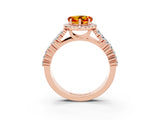 Rose gold Heart Cut Halo Pavé Diamond Engagement Ring with Split Shank and Four-Prong Setting_3