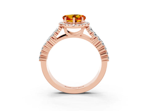Rose gold Heart Cut Halo Pavé Diamond Engagement Ring with Split Shank and Four-Prong Setting_3