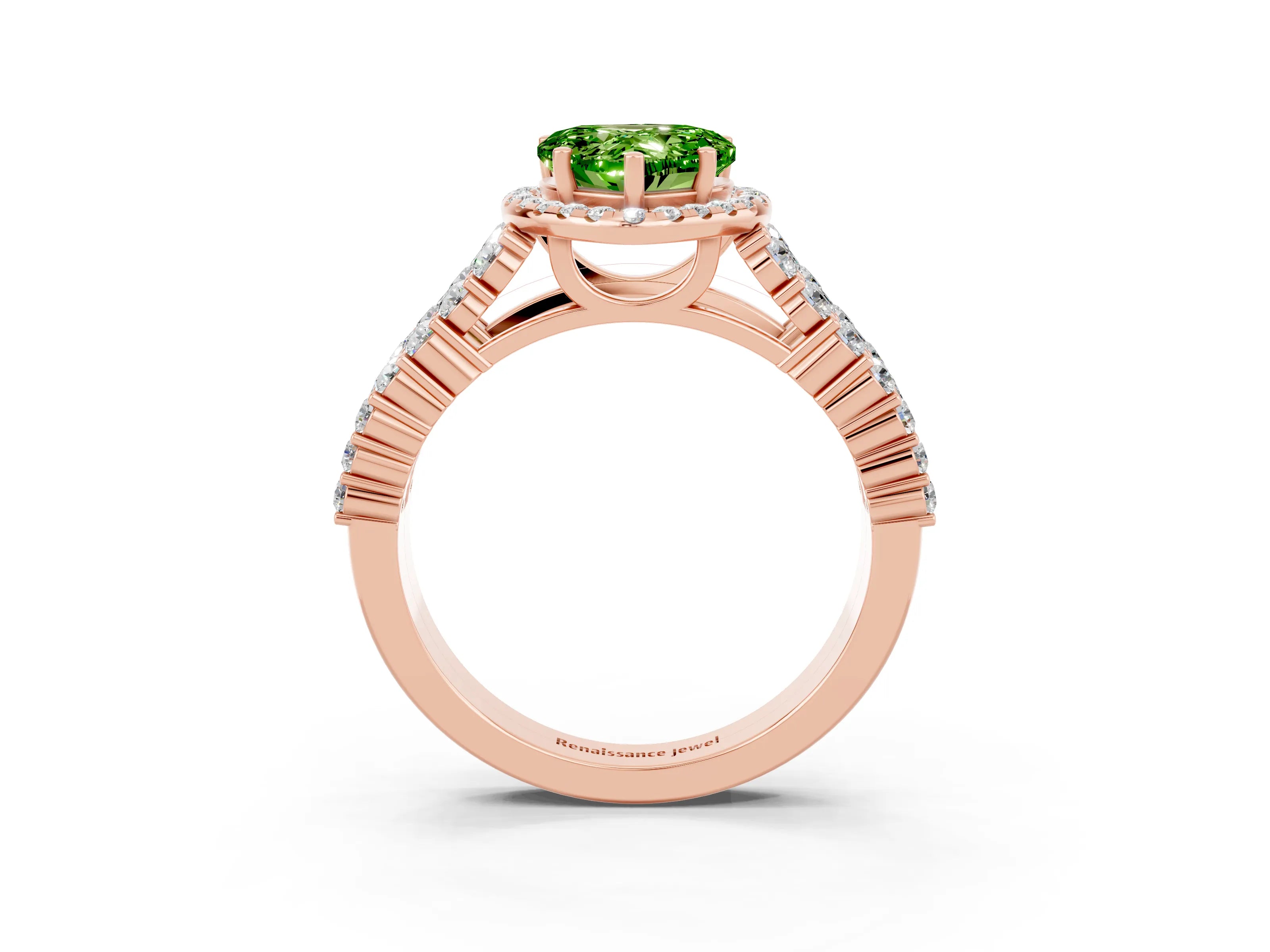 Rose gold Heart Cut Halo Pavé Diamond Engagement Ring with Split Shank and Four-Prong Setting_3