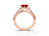 Rose gold Heart Cut Halo Pavé Diamond Engagement Ring with Split Shank and Four-Prong Setting_3