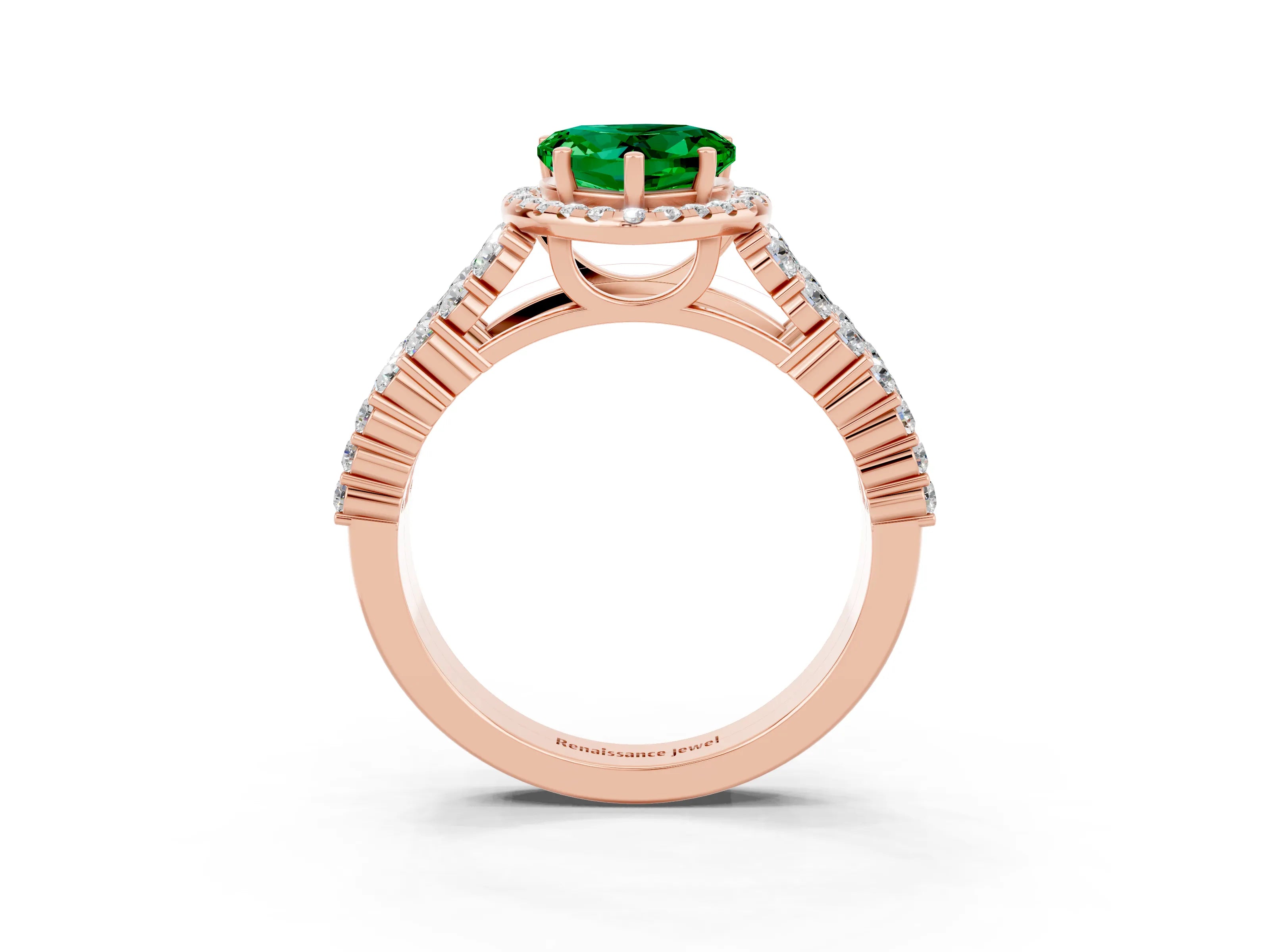 Rose gold Heart Cut Halo Pavé Diamond Engagement Ring with Split Shank and Four-Prong Setting_3