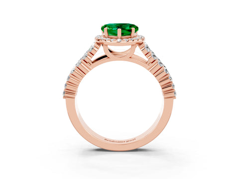 Rose gold Heart Cut Halo Pavé Diamond Engagement Ring with Split Shank and Four-Prong Setting_3