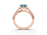 Rose gold Heart Cut Halo Pavé Diamond Engagement Ring with Split Shank and Four-Prong Setting_3