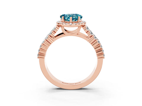Rose gold Heart Cut Halo Pavé Diamond Engagement Ring with Split Shank and Four-Prong Setting_3