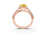 Rose gold Heart Cut Halo Pavé Diamond Engagement Ring with Split Shank and Four-Prong Setting_3