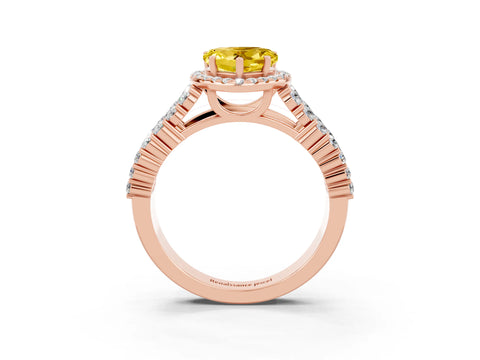 Rose gold Heart Cut Halo Pavé Diamond Engagement Ring with Split Shank and Four-Prong Setting_3