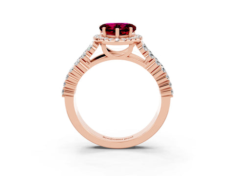 Rose gold Heart Cut Halo Pavé Diamond Engagement Ring with Split Shank and Four-Prong Setting_3