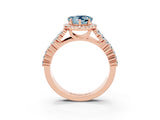 Rose gold Heart Cut Halo Pavé Diamond Engagement Ring with Split Shank and Four-Prong Setting_3