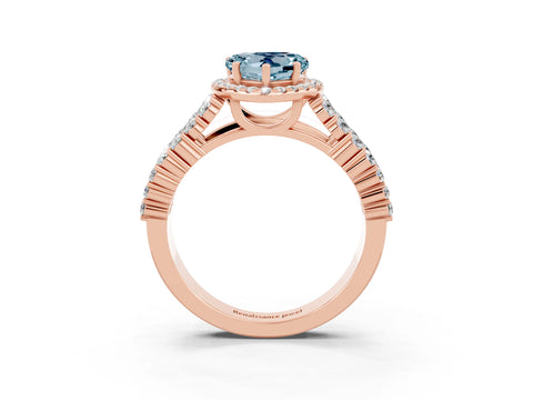 Rose gold Heart Cut Halo Pavé Diamond Engagement Ring with Split Shank and Four-Prong Setting_3
