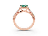 Rose gold Heart Cut Halo Pavé Diamond Engagement Ring with Split Shank and Four-Prong Setting_3