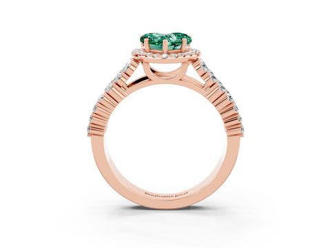 Rose gold Heart Cut Halo Pavé Diamond Engagement Ring with Split Shank and Four-Prong Setting_3