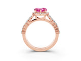 Rose gold Heart Cut Halo Pavé Diamond Engagement Ring with Split Shank and Four-Prong Setting_3