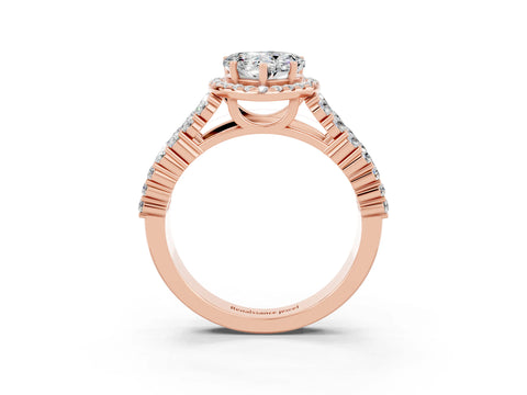 Rose gold Heart Cut Halo Pavé Diamond Engagement Ring with Split Shank and Four-Prong Setting_3
