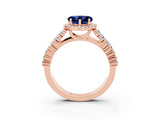 Rose gold Heart Cut Halo Pavé Diamond Engagement Ring with Split Shank and Four-Prong Setting_3