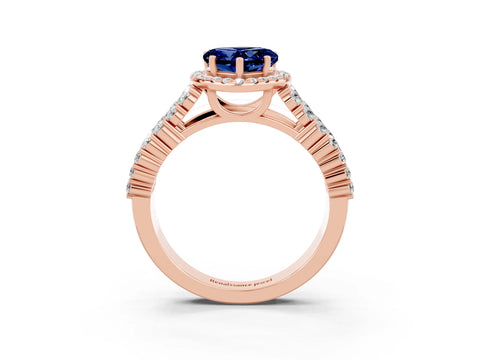 Rose gold Heart Cut Halo Pavé Diamond Engagement Ring with Split Shank and Four-Prong Setting_3