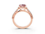 Rose gold Heart Cut Halo Pavé Diamond Engagement Ring with Split Shank and Four-Prong Setting_3