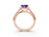 Rose gold Heart Cut Halo Pavé Diamond Engagement Ring with Split Shank and Four-Prong Setting_3