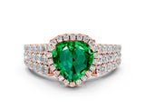 Rose gold Heart Cut Halo Pavé Diamond Engagement Ring with Split Shank and Four-Prong Setting