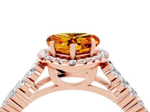 Rose gold Heart Cut Halo Pavé Diamond Engagement Ring with Split Shank and Four-Prong Setting_4