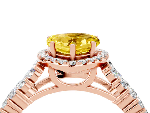 Rose gold Heart Cut Halo Pavé Diamond Engagement Ring with Split Shank and Four-Prong Setting_4