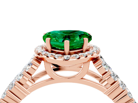 Rose gold Heart Cut Halo Pavé Diamond Engagement Ring with Split Shank and Four-Prong Setting_4