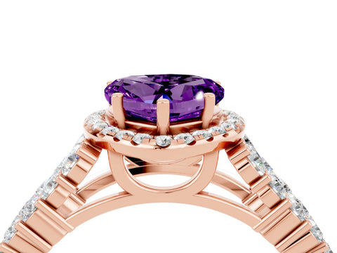 Rose gold Heart Cut Halo Pavé Diamond Engagement Ring with Split Shank and Four-Prong Setting_4
