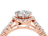 Rose gold Heart Cut Halo Pavé Diamond Engagement Ring with Split Shank and Four-Prong Setting_4