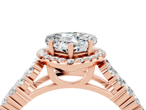 Rose gold Heart Cut Halo Pavé Diamond Engagement Ring with Split Shank and Four-Prong Setting_4