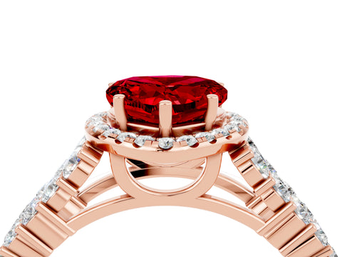 Rose gold Heart Cut Halo Pavé Diamond Engagement Ring with Split Shank and Four-Prong Setting_4