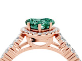 Rose gold Heart Cut Halo Pavé Diamond Engagement Ring with Split Shank and Four-Prong Setting_4
