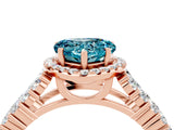 Rose gold Heart Cut Halo Pavé Diamond Engagement Ring with Split Shank and Four-Prong Setting_4