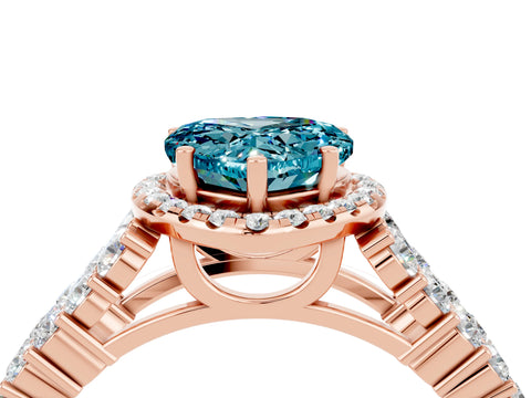 Rose gold Heart Cut Halo Pavé Diamond Engagement Ring with Split Shank and Four-Prong Setting_4