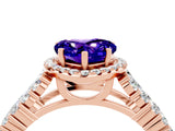 Rose gold Heart Cut Halo Pavé Diamond Engagement Ring with Split Shank and Four-Prong Setting_4