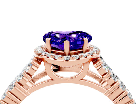 Rose gold Heart Cut Halo Pavé Diamond Engagement Ring with Split Shank and Four-Prong Setting_4