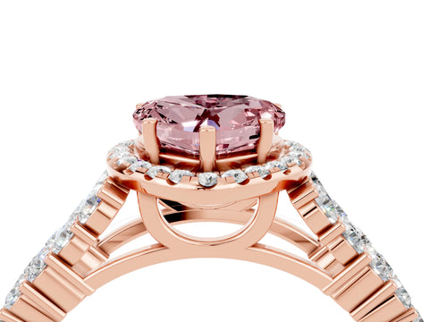 Rose gold Heart Cut Halo Pavé Diamond Engagement Ring with Split Shank and Four-Prong Setting_4