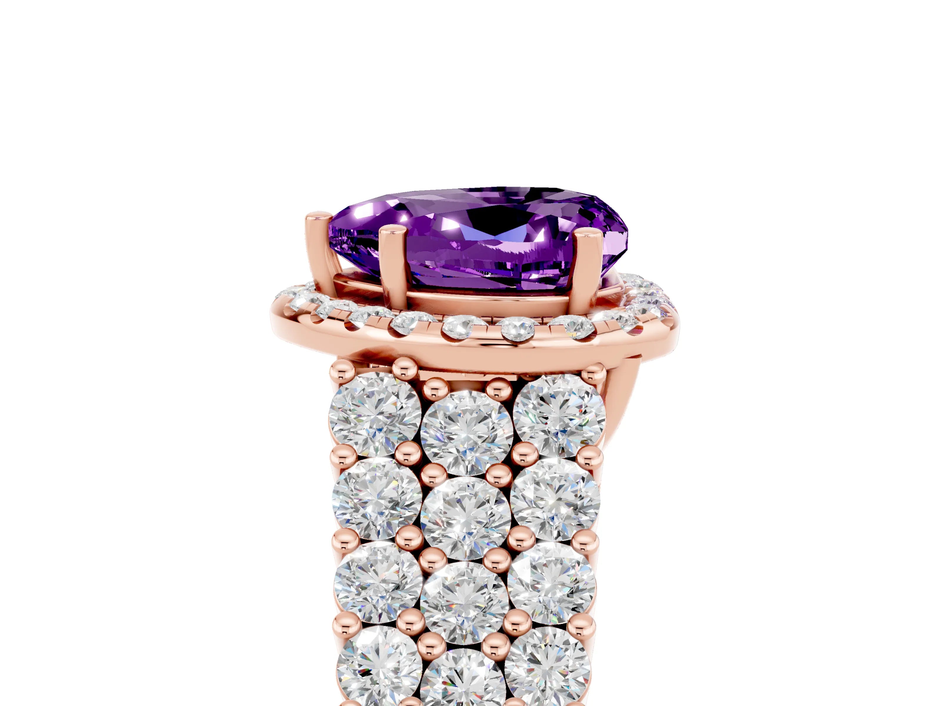 Rose gold Heart Cut Halo Pavé Diamond Engagement Ring with Split Shank and Four-Prong Setting_5