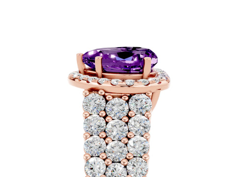 Rose gold Heart Cut Halo Pavé Diamond Engagement Ring with Split Shank and Four-Prong Setting_5