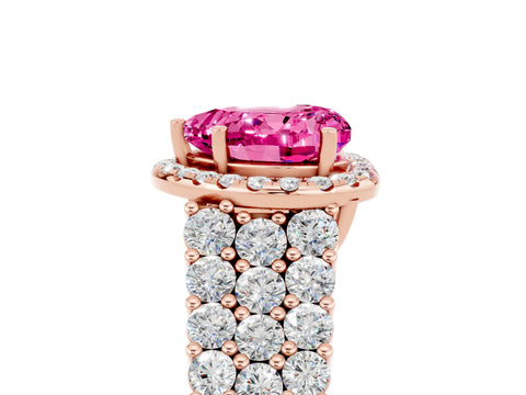 Rose gold Heart Cut Halo Pavé Diamond Engagement Ring with Split Shank and Four-Prong Setting_5