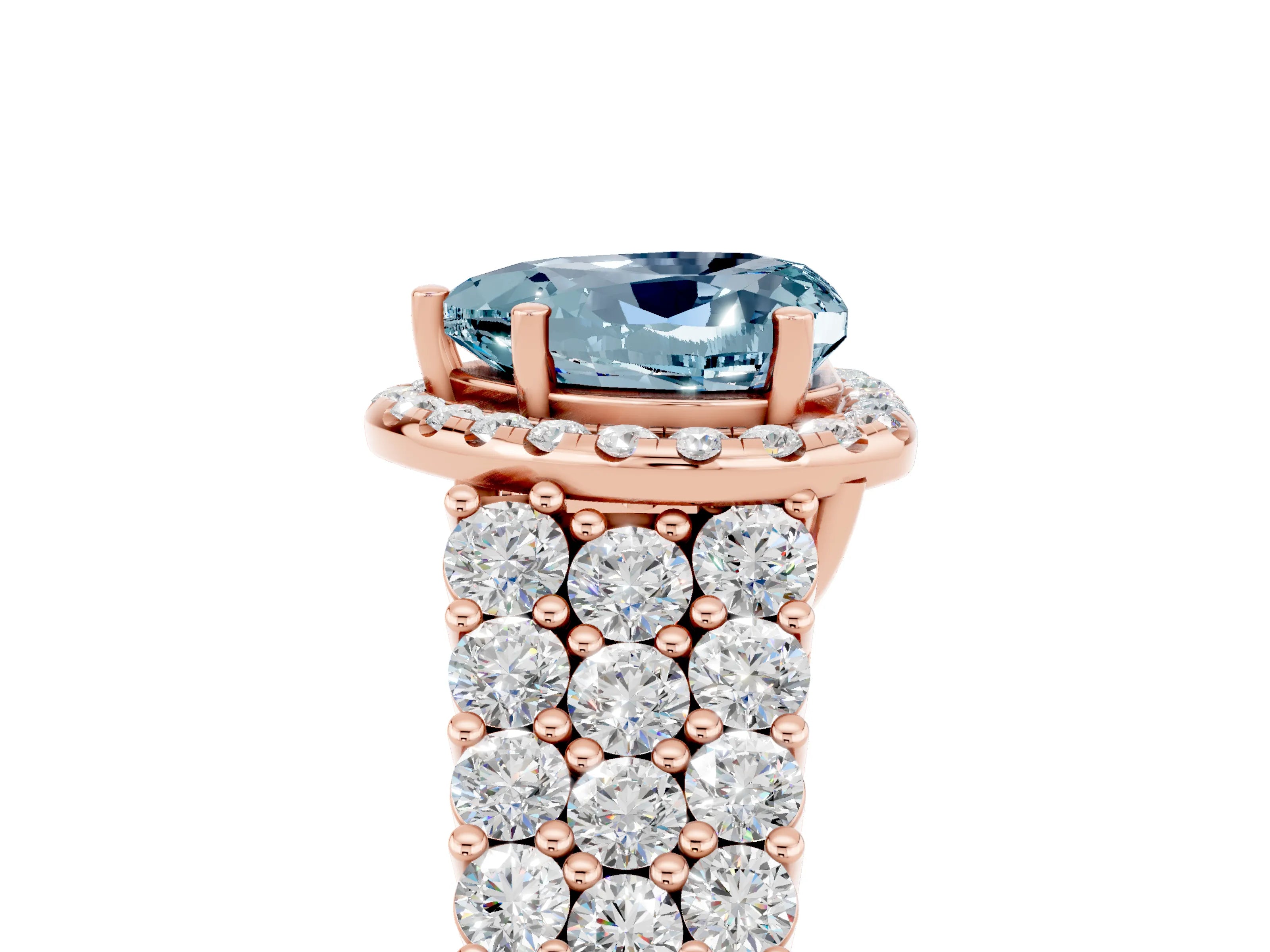 Rose gold Heart Cut Halo Pavé Diamond Engagement Ring with Split Shank and Four-Prong Setting_5