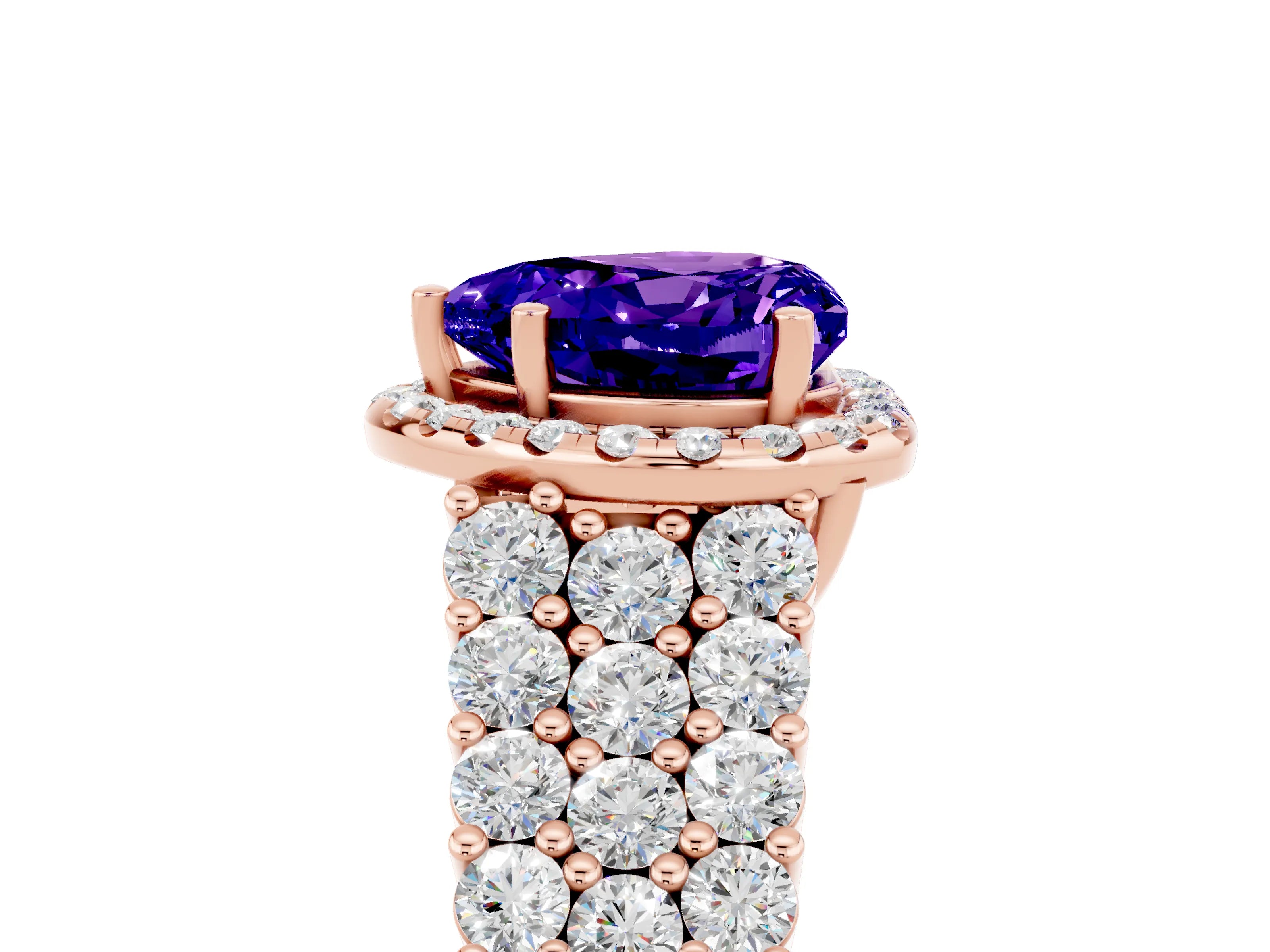 Rose gold Heart Cut Halo Pavé Diamond Engagement Ring with Split Shank and Four-Prong Setting_5