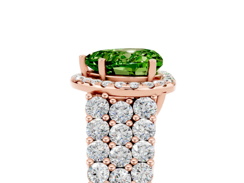 Rose gold Heart Cut Halo Pavé Diamond Engagement Ring with Split Shank and Four-Prong Setting_5